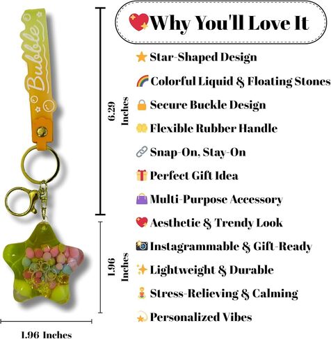 Stars Bubble Liquid Keychain – Cute Wristlet Key Holder for Women – Funny Bag Charm for Kids & Car Key Ring in Saudi Arabia