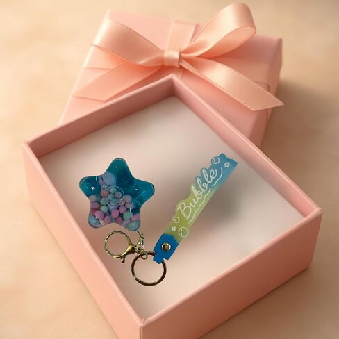 Stars Bubble Liquid Keychain – Cute Wristlet Key Holder for Women – Funny Bag Charm for Kids & Car Key Ring in Saudi Arabia