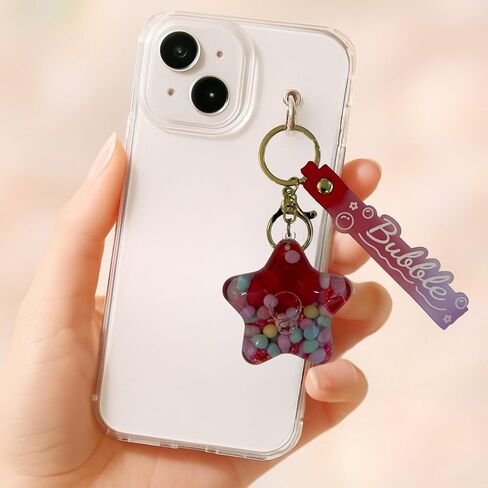 Stars Bubble Liquid Keychain – Cute Wristlet Key Holder for Women – Funny Bag Charm for Kids & Car Key Ring in Saudi Arabia