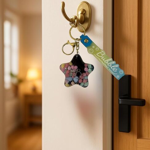 Stars Bubble Liquid Keychain – Cute Wristlet Key Holder for Women – Funny Bag Charm for Kids & Car Key Ring in Saudi Arabia