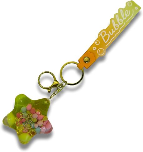 Stars Bubble Liquid Keychain – Cute Wristlet Key Holder for Women – Funny Bag Charm for Kids & Car Key Ring in Saudi Arabia
