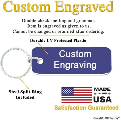| Personalized Keychain Engraved Light Blue Plastic Tag White Font in Kuwait
