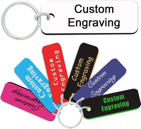 | Personalized Keychain Engraved Light Blue Plastic Tag White Font in Kuwait
