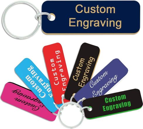 | Personalized Keychain Engraved Light Blue Plastic Tag White Font in Kuwait