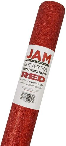 JAM Paper Gift Wrap - Glitter Wrapping Paper - 25 Sq Ft - Aqua Blue Glitter - Roll Sold Individually in Kuwait
