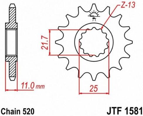 JT Sprockets JTF1581.15 15T ضرس أمامي فولاذي، أسود in Saudi Arabia