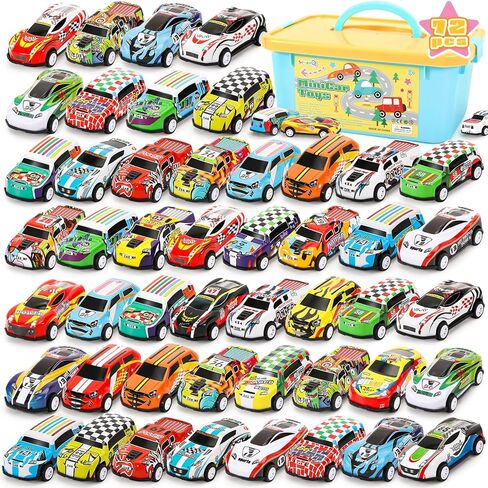 Toy Cars for Kids Ages 4-8, 56Pcs Monster Truck Toys Pull Back Cars with Storage Box, Race Cars Party Favors for Toddler Toys Pinata Goodie Bag Stuffers Christmas Treasure Box Classroom Prizes in Kuwait