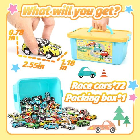 Toy Cars for Kids Ages 4-8, 56Pcs Monster Truck Toys Pull Back Cars with Storage Box, Race Cars Party Favors for Toddler Toys Pinata Goodie Bag Stuffers Christmas Treasure Box Classroom Prizes in Kuwait