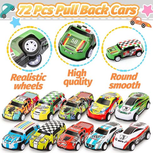 Toy Cars for Kids Ages 4-8, 56Pcs Monster Truck Toys Pull Back Cars with Storage Box, Race Cars Party Favors for Toddler Toys Pinata Goodie Bag Stuffers Christmas Treasure Box Classroom Prizes in Kuwait
