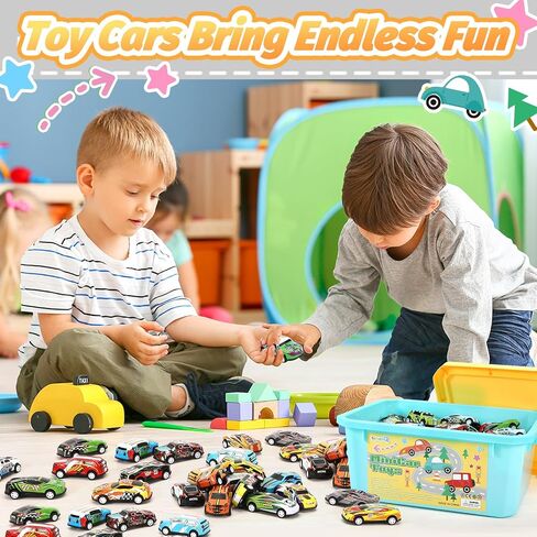 Toy Cars for Kids Ages 4-8, 56Pcs Monster Truck Toys Pull Back Cars with Storage Box, Race Cars Party Favors for Toddler Toys Pinata Goodie Bag Stuffers Christmas Treasure Box Classroom Prizes in Kuwait