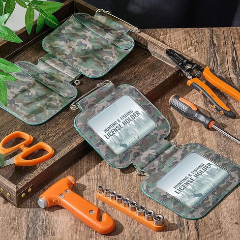 2 Pcs Hunting License Holder Waterproof Double License Tag Holder Camo Weatherproof License Holder with Pin and Clear Window Fishing License Holder for Hunting Fishing Archery Tags Permits in Saudi Arabia