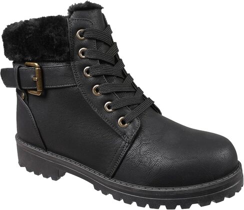 Lamo Women's Kit Lace-Up Boots - Stylish Boots with PU Upper, Faux Fur Collar, NeverWet Water and Stain Resistance,TPR Outsole - 7" Height with Medial Side Zipper and Premium Faux Fur Lining in Saudi Arabia