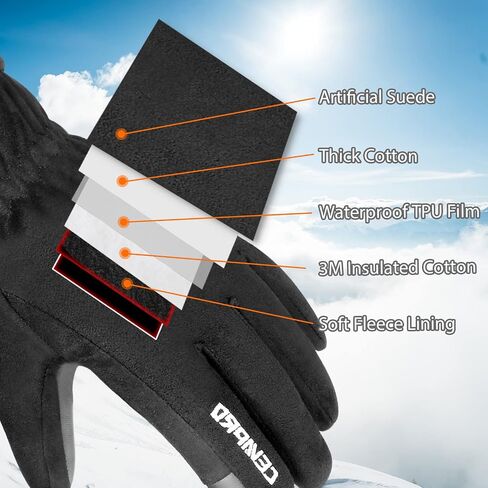 Cevapro Winter Thermal Gloves for Men Women, -20℉ Anti-Slip Waterproof Deerskin Suede Insulated Touchscreen Gloves. in Saudi Arabia