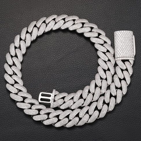 20mm Iced Out Cuban Link Chain 18K White Gold Plated 4-Row dense 5A+ Cubic Zirconia Bling Diamond Necklace Hip Hop Rapper Luxury Jewelry Thick Heavy Cuban Link Chain for Men in Kuwait