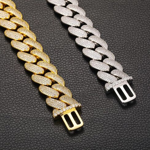 20mm Iced Out Cuban Link Chain 18K White Gold Plated 4-Row dense 5A+ Cubic Zirconia Bling Diamond Necklace Hip Hop Rapper Luxury Jewelry Thick Heavy Cuban Link Chain for Men in Kuwait