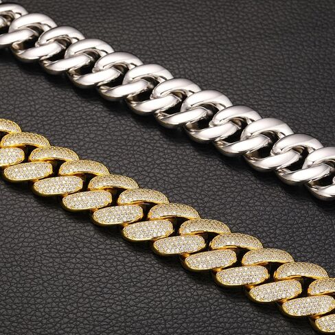 20mm Iced Out Cuban Link Chain 18K White Gold Plated 4-Row dense 5A+ Cubic Zirconia Bling Diamond Necklace Hip Hop Rapper Luxury Jewelry Thick Heavy Cuban Link Chain for Men in Kuwait