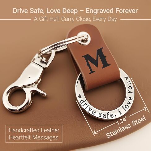 Embossed Leather Keychain, Personalized Keychain For Him, Engrave with Name Initial, Gift for Him, Boyfriend Gifts in Kuwait