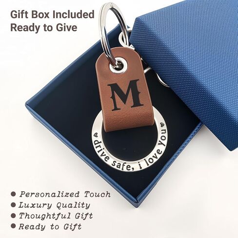 Embossed Leather Keychain, Personalized Keychain For Him, Engrave with Name Initial, Gift for Him, Boyfriend Gifts in Kuwait