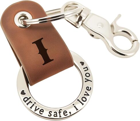 Embossed Leather Keychain, Personalized Keychain For Him, Engrave with Name Initial, Gift for Him, Boyfriend Gifts in Kuwait