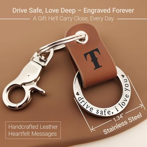Embossed Leather Keychain, Personalized Keychain For Him, Engrave with Name Initial, Gift for Him, Boyfriend Gifts in Kuwait
