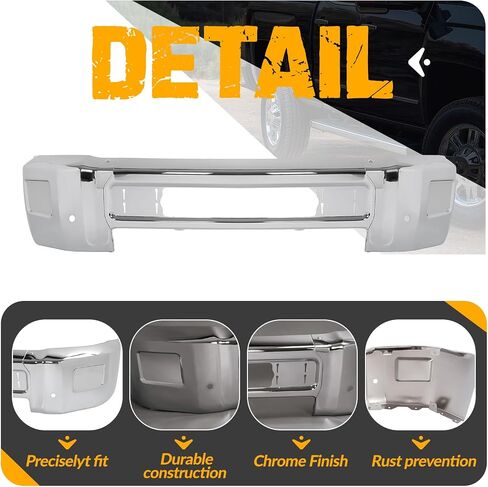 KUAFU Front Bumper Face Bar Compatible with 2015-2019 Chevy Chevrolet Silverado 2500 3500 HD High Country, LT, LTZ, WT W/O Fog Light Holes, W/Parking Aid Sensor Holes Steel Chrome 3PCS in Saudi Arabia