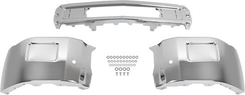 KUAFU Front Bumper Face Bar Compatible with 2015-2019 Chevy Chevrolet Silverado 2500 3500 HD High Country, LT, LTZ, WT W/O Fog Light Holes, W/Parking Aid Sensor Holes Steel Chrome 3PCS in Saudi Arabia