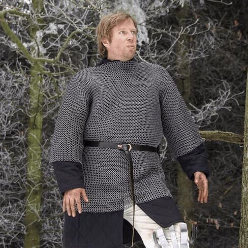 Nagina International Haubergeon Norman Knight Medieval Coif Armor Set (Full Size Adult) Long Shirt With Half Sleeves | Costume Armour | Halloween & Cosplay Dress Accessory. in Kuwait