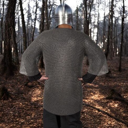 Nagina International Haubergeon Norman Knight Medieval Coif Armor Set (Full Size Adult) Long Shirt With Half Sleeves | Costume Armour | Halloween & Cosplay Dress Accessory. in Kuwait