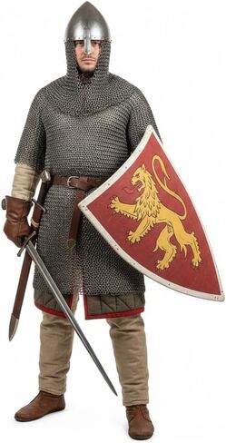 Nagina International Haubergeon Norman Knight Medieval Coif Armor Set (Full Size Adult) Long Shirt With Half Sleeves | Costume Armour | Halloween & Cosplay Dress Accessory. in Kuwait