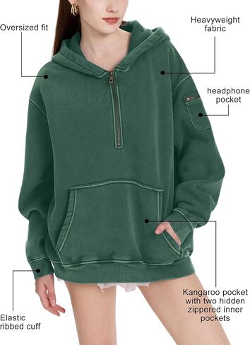 FAIABLE Womens Hoodies Fleece Fall Fashion Outfits Half Zip Sweatshirts Winter Jackets Oversized Pullover Tops Clothes 2025 in Kuwait