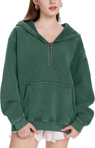 FAIABLE Womens Hoodies Fleece Fall Fashion Outfits Half Zip Sweatshirts Winter Jackets Oversized Pullover Tops Clothes 2025 in Kuwait