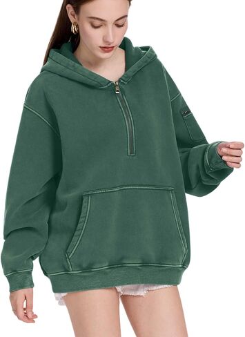 FAIABLE Womens Hoodies Fleece Fall Fashion Outfits Half Zip Sweatshirts Winter Jackets Oversized Pullover Tops Clothes 2025 in Kuwait