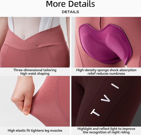 ROCKBROS TVI Women's Cycling Bib Shorts with Magnetic Closure & Padded Chamois Padded Bike Shorts Women Pink Yellow in Saudi Arabia