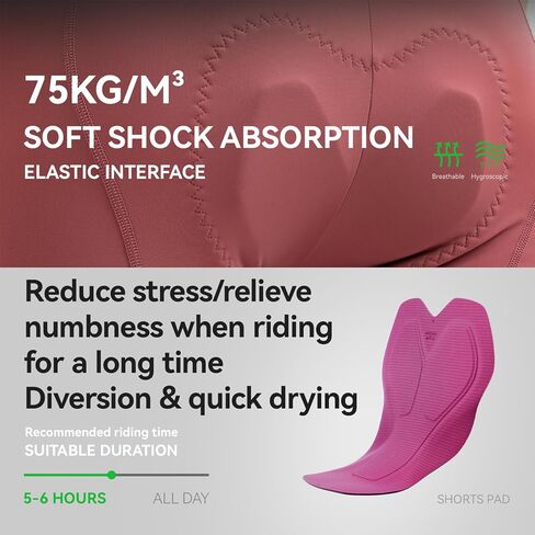 ROCKBROS TVI Women's Cycling Bib Shorts with Magnetic Closure & Padded Chamois Padded Bike Shorts Women Pink Yellow in Saudi Arabia