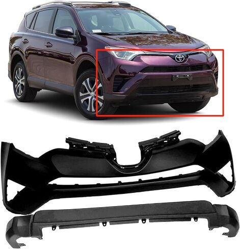 FitParts Compatible with Front Bumper Covers Kit 2016 2017 2018 Toyota RAV4 LE SE XLE W/O Park Holes TO1014105 TO1095207, 521190R914 524110R060 in Saudi Arabia