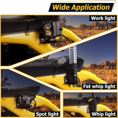 WeiSen 2pcs UTV Roll Cage Whip Light Mount Bracket for Cargo Reverse Brake Strobe Pod Lights Compatible with Can Am Maverick R /Max All Models 2024-2025 in Saudi Arabia