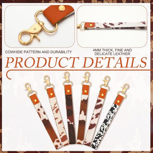 12 Pcs Christmas Cowhide Keychain Bulk Western Key Chains Christmas Fake Hairy Fur Cortical Leather Wrist Lanyard with Metal Clasp for Men Women Xmas Holiday Gift for Families Friends Neighbors in Saudi Arabia