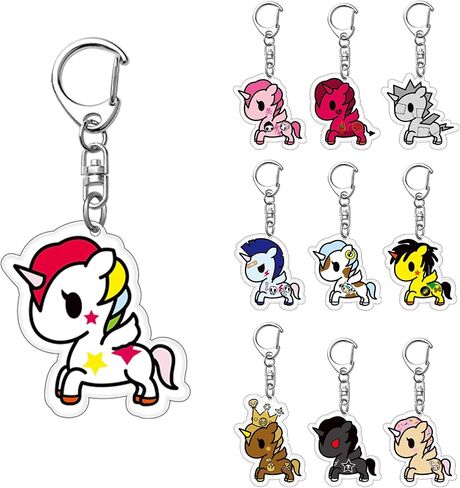 Tokidoki المفاتيح Unicorno المفاتيح الاكريليك موضة مشبك قفل حلقات المفاتيح حقيبة العرافة لمحبي Unicorno in Kuwait
