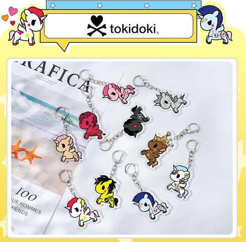 Tokidoki المفاتيح Unicorno المفاتيح الاكريليك موضة مشبك قفل حلقات المفاتيح حقيبة العرافة لمحبي Unicorno in Kuwait