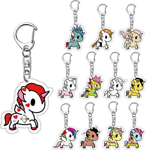 Tokidoki المفاتيح Unicorno المفاتيح الاكريليك موضة مشبك قفل حلقات المفاتيح حقيبة العرافة لمحبي Unicorno in Kuwait