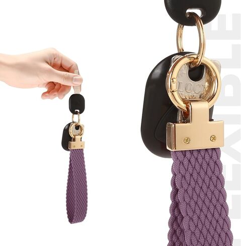 Keychain Wristlet for Car Keys, Elastic Braided Lanyard with Key Rings, Stretch Strap for Small Essentials and IDs in Saudi Arabia