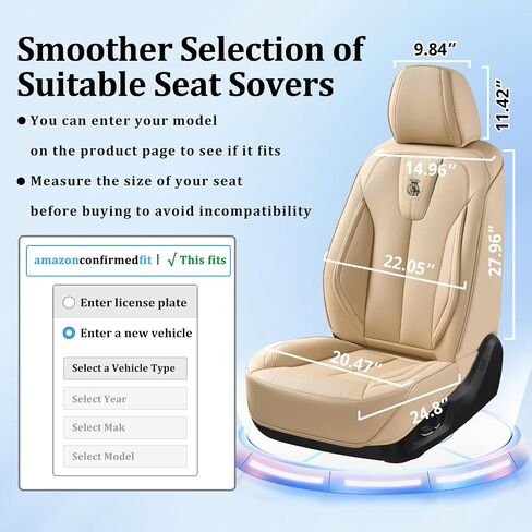 Leather Seat Covers Full Set, Waterproof Seat Cover for Cars 5 Seats, Luxury Leatherette Car Seat Cushion, Front and Rear Protectors Automotive Seat Covers for Sedan SUV Pick-up Truck, Beige in Saudi Arabia