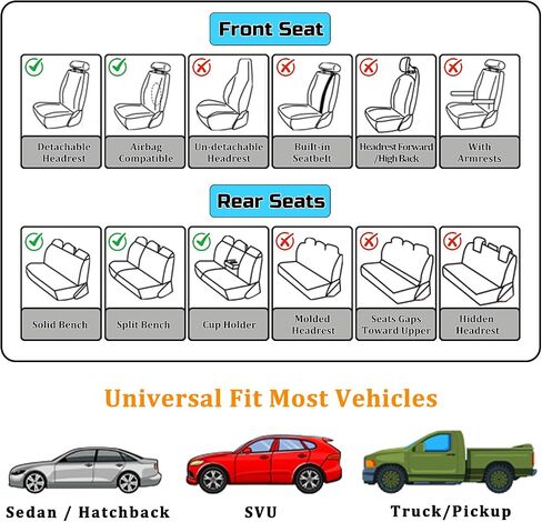 Leather Seat Covers Full Set, Waterproof Seat Cover for Cars 5 Seats, Luxury Leatherette Car Seat Cushion, Front and Rear Protectors Automotive Seat Covers for Sedan SUV Pick-up Truck, Beige in Saudi Arabia