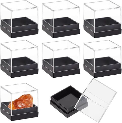 BENECREAT 12 Pcs Mineral Sample Case, 1x1x1 Inch Clear Display Case, Cube Display Box for Storage Jewelry Storage Container Home Countertop in Saudi Arabia