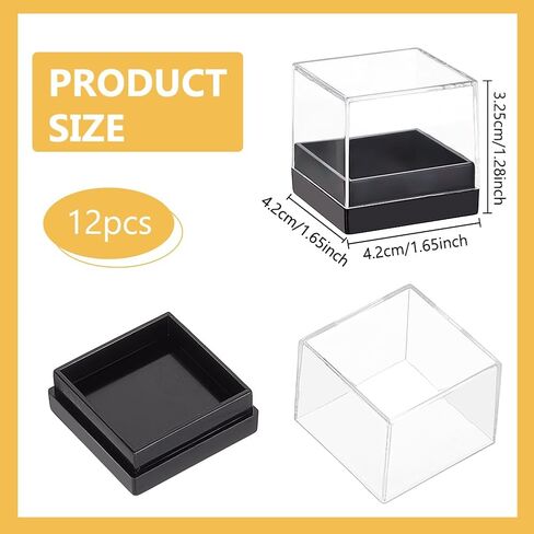 BENECREAT 12 Pcs Mineral Sample Case, 1x1x1 Inch Clear Display Case, Cube Display Box for Storage Jewelry Storage Container Home Countertop in Saudi Arabia