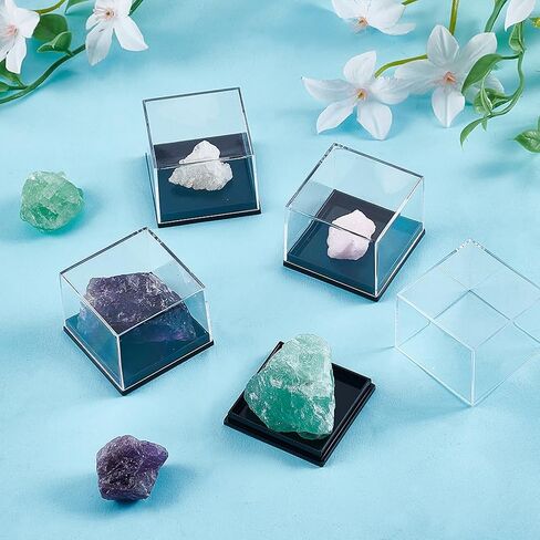 BENECREAT 12 Pcs Mineral Sample Case, 1x1x1 Inch Clear Display Case, Cube Display Box for Storage Jewelry Storage Container Home Countertop in Saudi Arabia