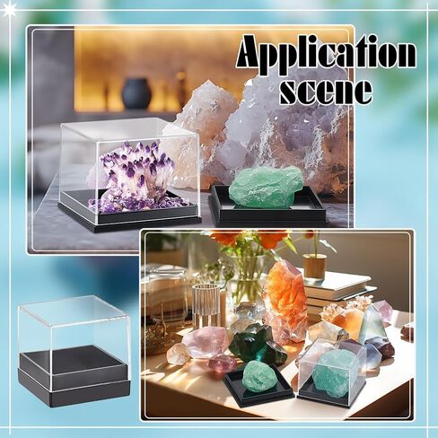 BENECREAT 12 Pcs Mineral Sample Case, 1x1x1 Inch Clear Display Case, Cube Display Box for Storage Jewelry Storage Container Home Countertop in Saudi Arabia
