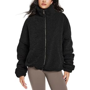 ODODOS Women's Sherpa Fleece Full-Zip Jacket Long Sleeve Coat Soft Warm Cinchable Outerwear with Pockets in Saudi Arabia