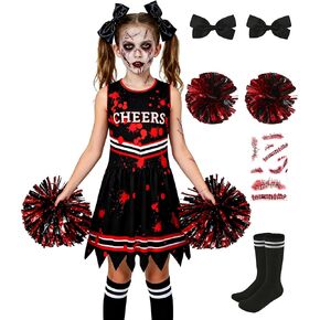Cheerleader Dress Costume For Girl Full Set Dress Halloween Accessories in Kuwait