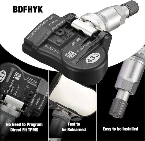 مستشعر BDFHYK TPMS متوافق مع Chrysler Dodge Fiat Hyundai Jeep KIA Lancia Mitsubishi 433Mhz مستشعر مراقبة ضغط الإطارات المبرمج يستبدل # 56029359AC، 56053031AD in Saudi Arabia